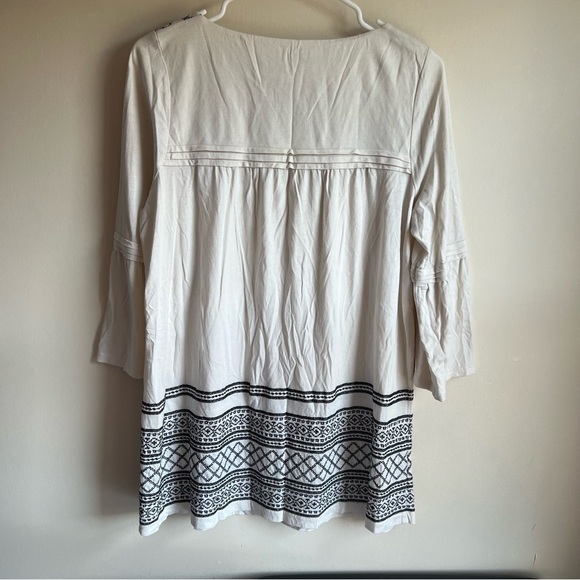 J Jill Ivory Embroidered Boho 3/4 Bell Sleeve Tunic Blouse - Picture 6 of 6